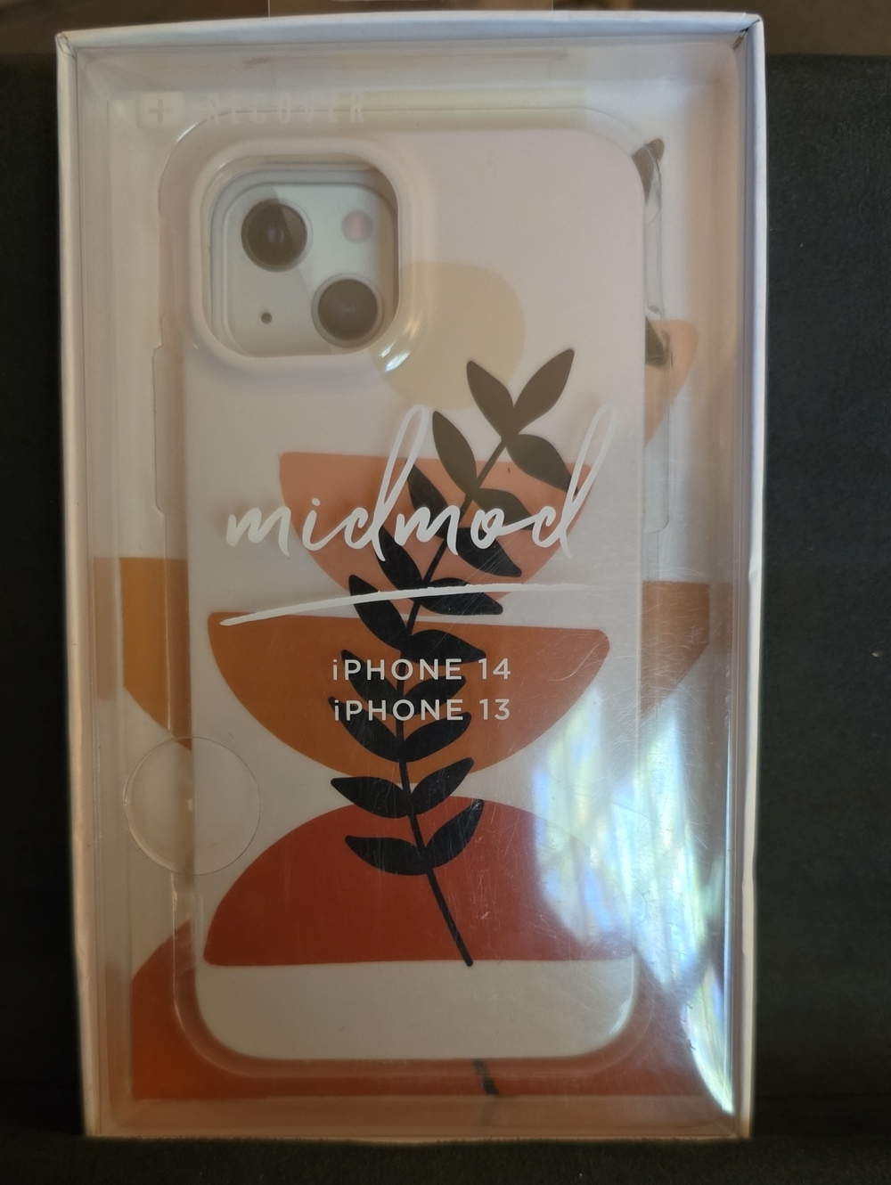 MIDMOD iPhone 14 / iPhone 13 Case in Orange W/ Black Leaf Design 6.1" Screen
